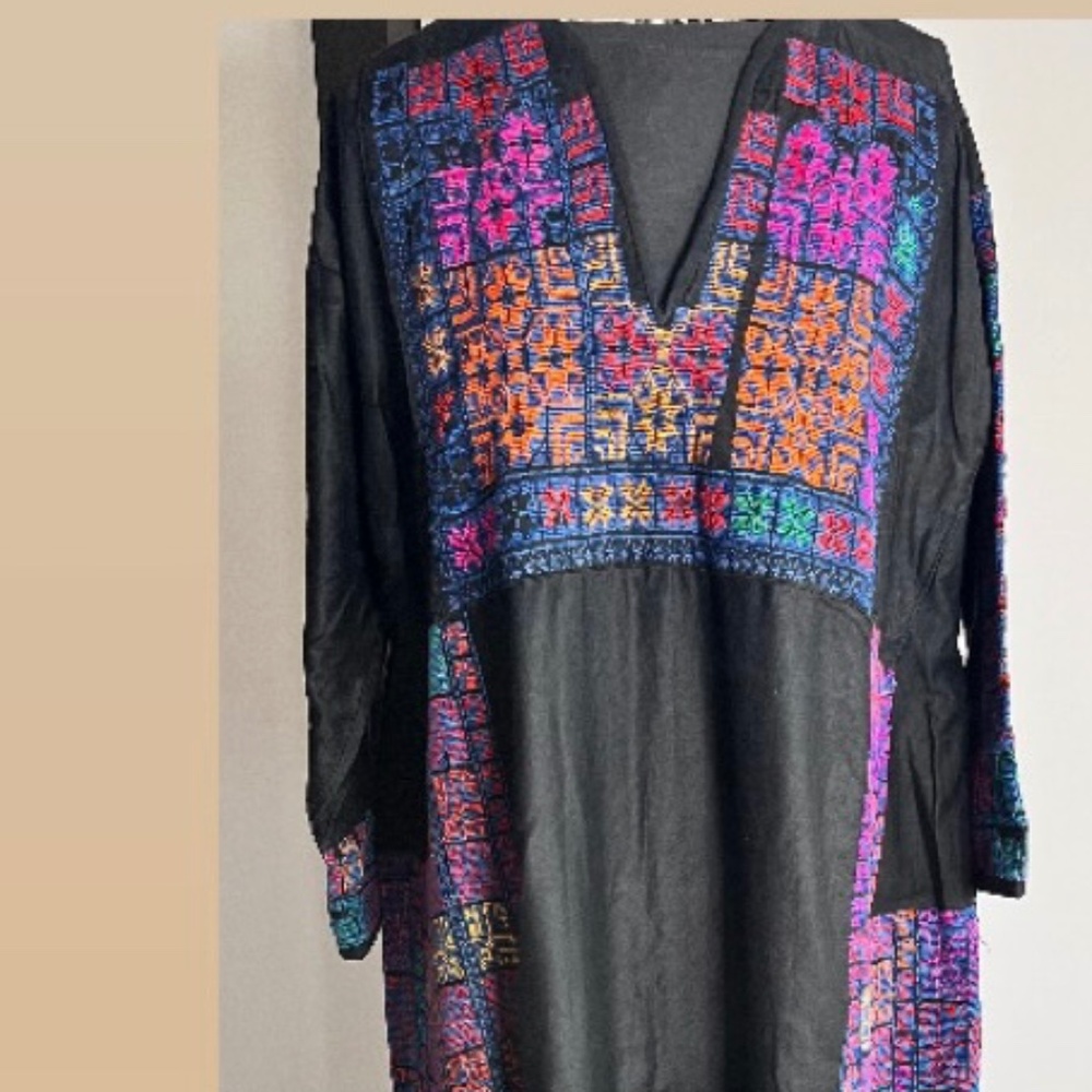 rare vintage Bedouin wedding/thobe dress, hand embroidery on cotton size XL - Picture 10 of 15